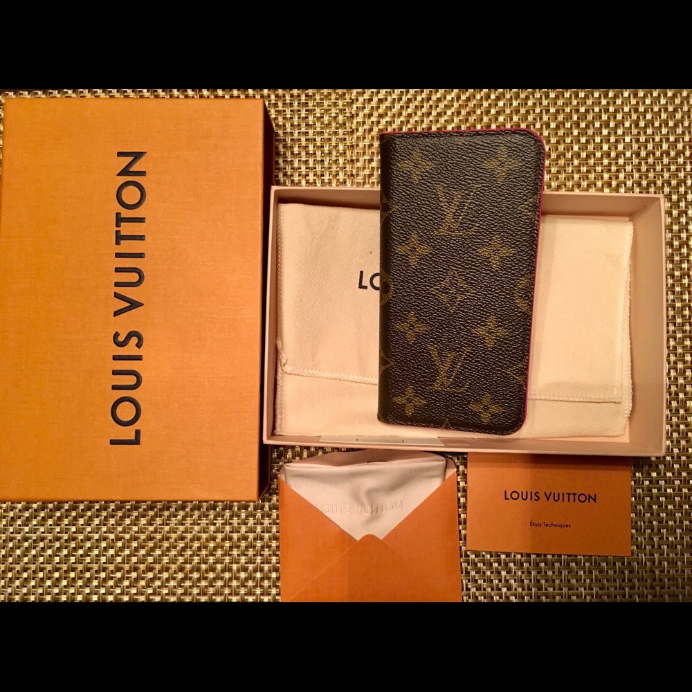 Louis Vuitton Brown Monogram Logo with Hot Pink interior Iphone Case X/XS